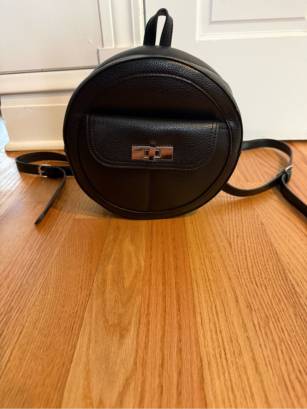 Steve Madden Black Mini Circular Backpack Purse
